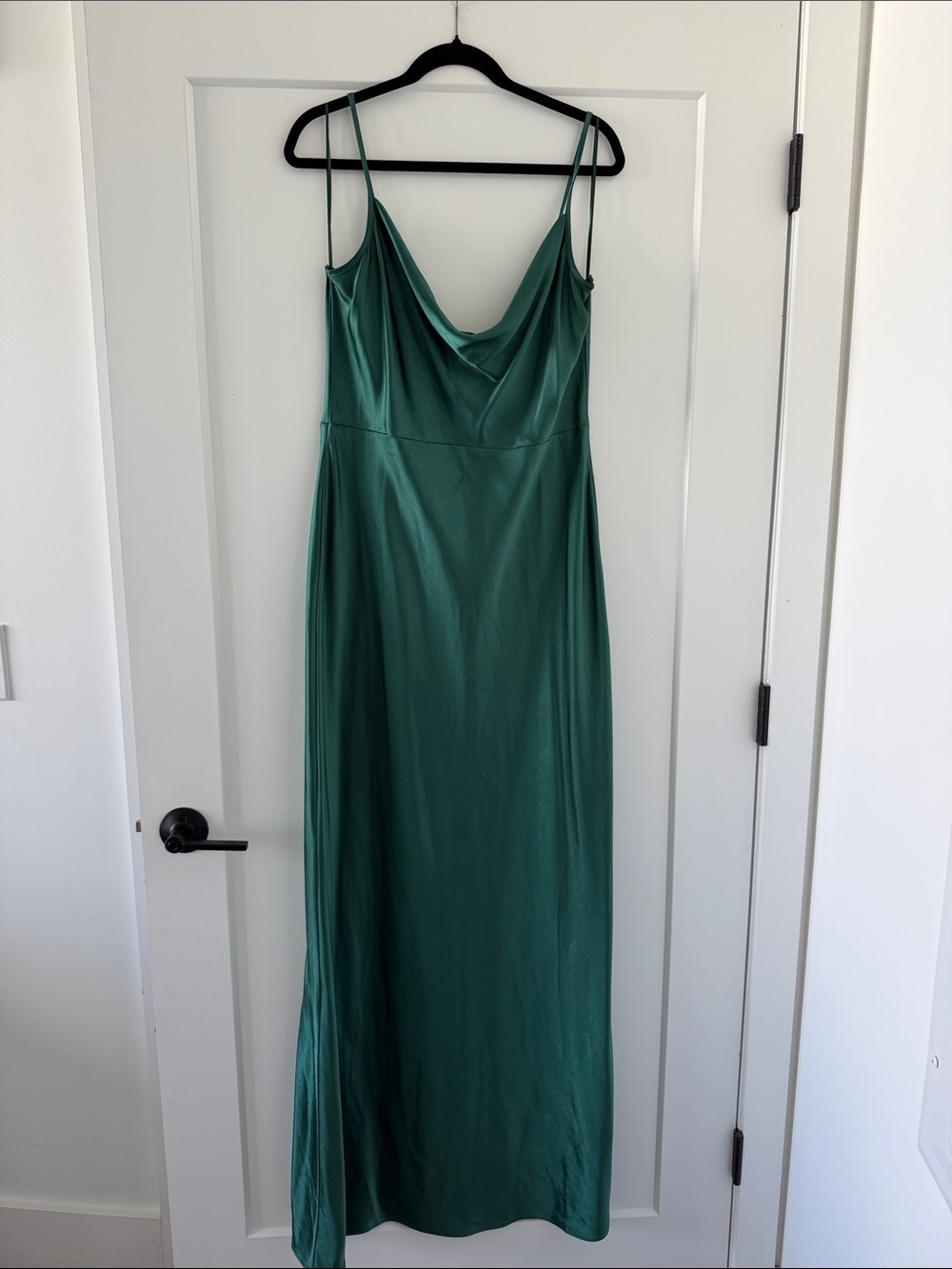 Elegant Green Slip Dress with Cowl Neck